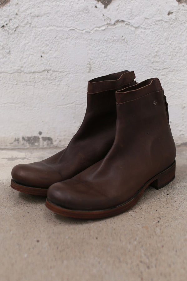 m.a+ short strap embossed zipper boots Italy craftsman MA-S1N21Z/P VA1,5-COFFEE